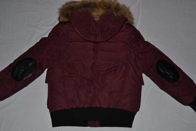 Pre-owned Mackage Authentic  Diego Bordeaux Down Bomber Fur Hood Men Jacket All Sizes In 44