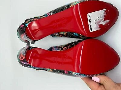 Pre-owned Christian Louboutin Hot Chick Sling Alta Scallop Starlight Heel Pump Shoes $1045 In Multicolor