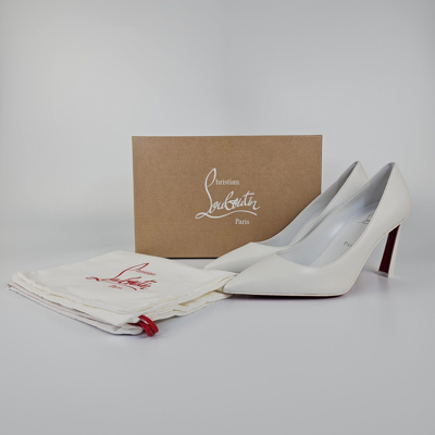 Pre-owned Christian Louboutin Condora 85mm White Leather Heeled Pumps Ss24