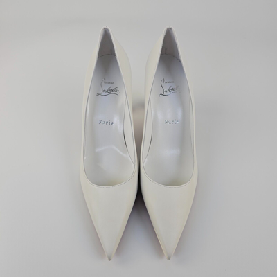 Pre-owned Christian Louboutin Condora 85mm White Leather Heeled Pumps Ss24