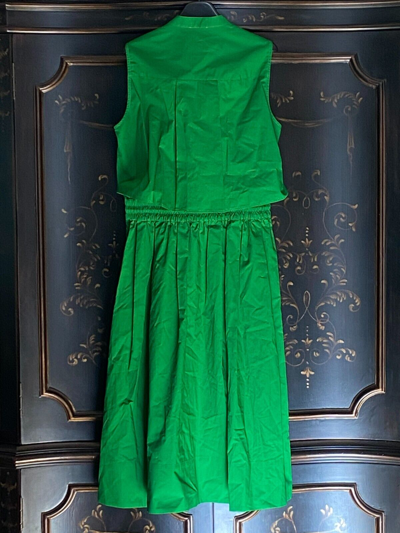 Pre-owned Emporio Armani $425  Sleeveless Cape Poplin Midi Dress | Green | It 46 Us 10