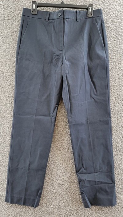 Pre-owned Michael Kors Collection Stretch Cotton Twill Sam Pants Womens 8 Midnight Zip Fly