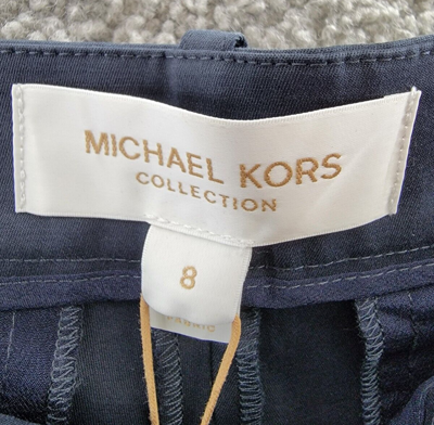 Pre-owned Michael Kors Collection Stretch Cotton Twill Sam Pants Womens 8 Midnight Zip Fly