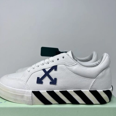 Pre-owned Off-white Vulcanized Low Top Men's Sneakers Size 8 Us/ 41 Eu White Black Blue