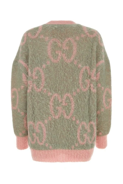 Shop Gucci Woman Embroidered Mohair Blend Cardigan In Multicolor