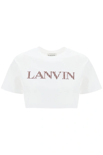Shop Lanvin Curb Logo Cropped T-shirt Women In White
