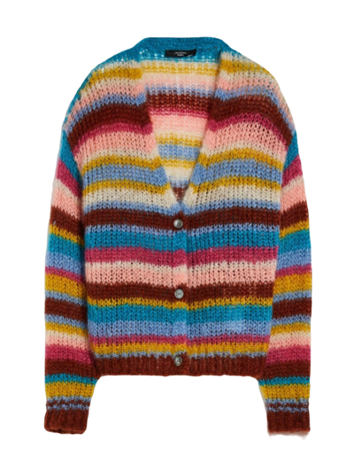 Shop Maxmara Weekend Rib-knit Mohair Cardigan