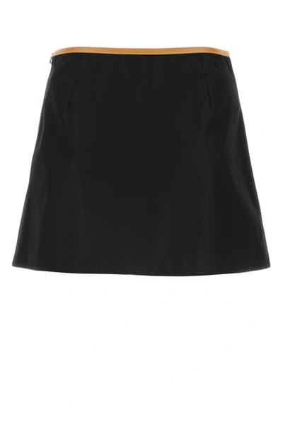 Shop Prada Woman Black Re-nylon Mini Skirt