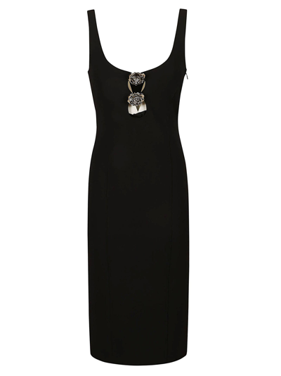 Shop Blumarine Ruffed Embellishment Dress In Black