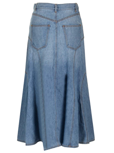 Shop Chloé Recycled Fabric Long Skirt In Blue