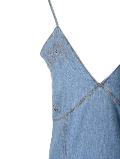 Shop Chloé Denim Effect Midi Dress In Blue