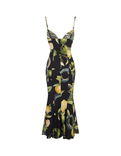 Shop Roberto Cavalli Black Dress With Straps And Lemon Print