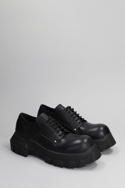 Shop Rick Owens Lace Up Bozo Tractor Lace Up Shoes In Black Leather