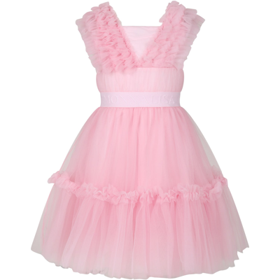 Shop Monnalisa Elegant Pink Dress For Girl