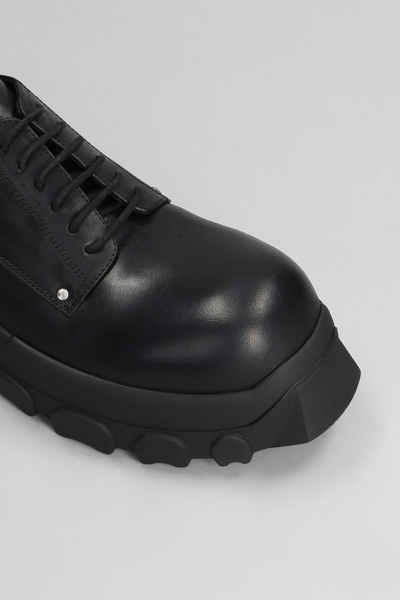 Shop Rick Owens Lace Up Bozo Tractor Lace Up Shoes In Black Leather