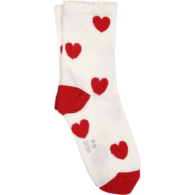 Petit Bateau Set Of Socks For Girl With Hearts In White