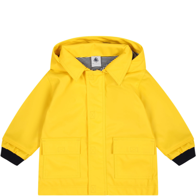 Shop Petit Bateau Yellow Raincoat For Baby Boy