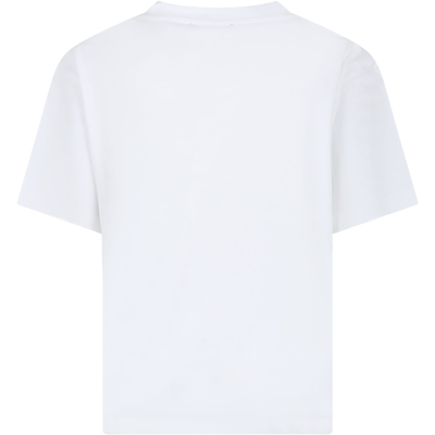 Shop Balmain White T-shirt For Kids With Yellow Logo