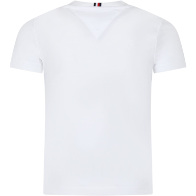 Shop Tommy Hilfiger White T-shirt For Boy With Logo