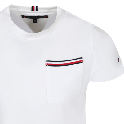 Shop Tommy Hilfiger White T-shirt For Boy With Logo