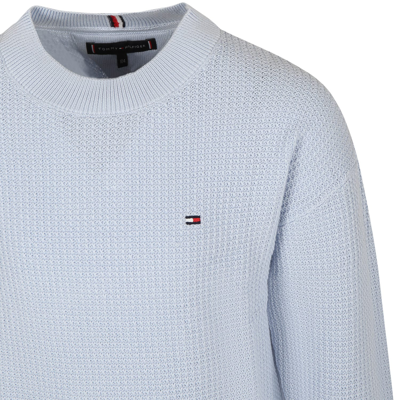 Shop Tommy Hilfiger Sky Blue Sweater For Boy With Logo In Light Blue