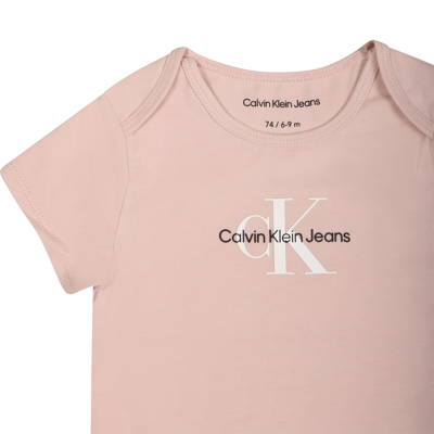 Shop Calvin Klein Pink Bodysuit For Baby Girl With Logo
