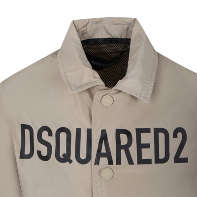 Shop Dsquared2 Beige Jacket For Boy With Logo
