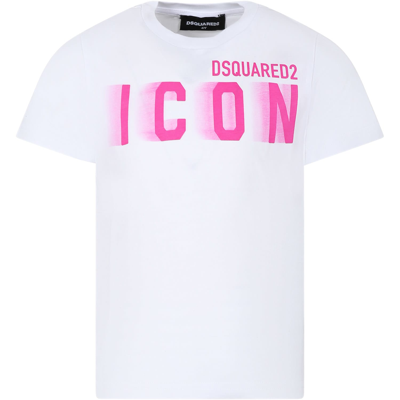 Shop Dsquared2 White T-shirt For Boy With Logo