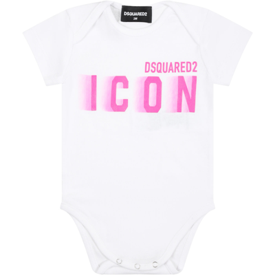 Shop Dsquared2 White Bodysuit For Baby Boy With Logo