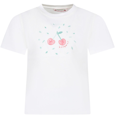 Shop Bonpoint White T-shirt For Girl With Iconic Cherries