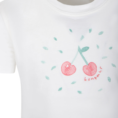 Shop Bonpoint White T-shirt For Girl With Iconic Cherries