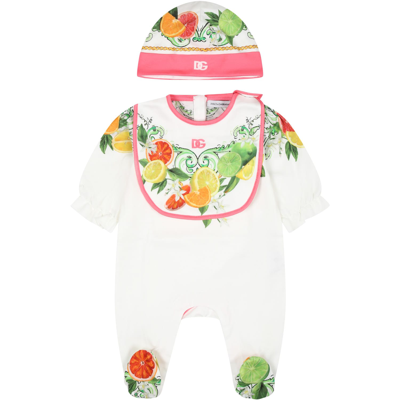 Shop Dolce & Gabbana White Set Of Babygrow For Baby Girl