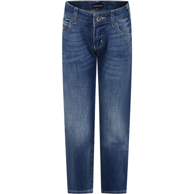 Armani Collezioni Denim Jeans For Boy With Logo In Denim