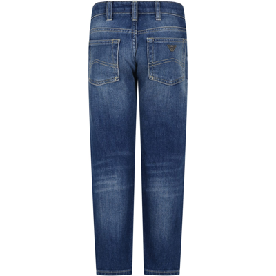 Shop Armani Collezioni Denim Jeans For Boy With Logo