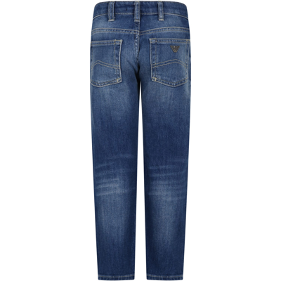Armani Collezioni Denim Jeans For Boy With Logo In Denim