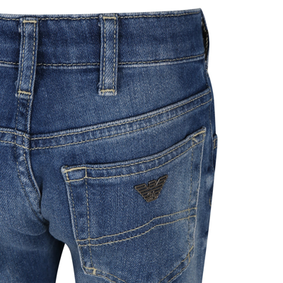 Armani Collezioni Denim Jeans For Boy With Logo In Denim