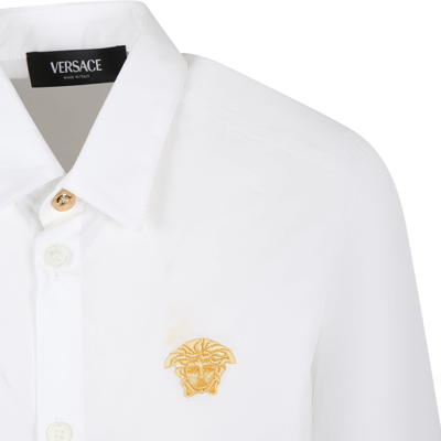 Shop Versace White Shirt For Boy With Medusa