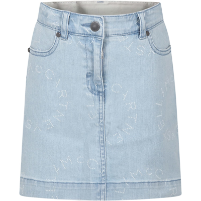 Shop Stella Mccartney Denim Skirt For Girl With Logo