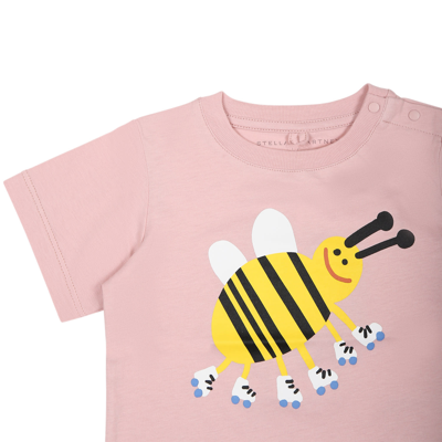 Shop Stella Mccartney Pink T-shirt For Baby Girl With Bee