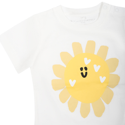 Shop Stella Mccartney White T-shirt For Baby Girl With Sun