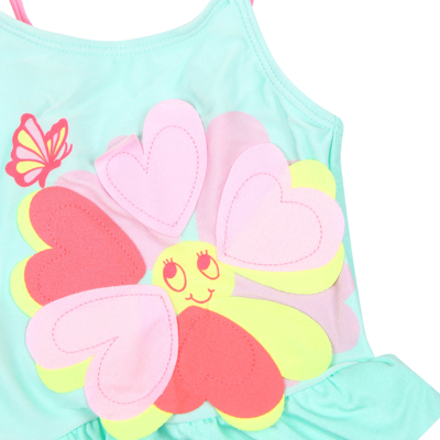 Billieblush Green Wimsuit For Baby Girl With Hearts In Green