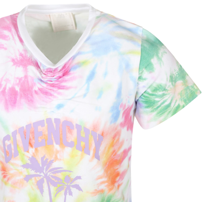 Shop Givenchy Multicolor T-shirt For Girl With Tie Dye Print