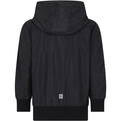 Shop Givenchy Black Windbreaker For Boy With Logo