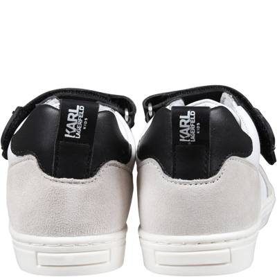 Shop Karl Lagerfeld White Low Sneakers For Kids