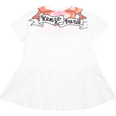 Shop Kenzo White Casual Dress For Baby Girl With Poppy