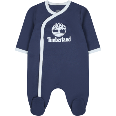 Shop Timberland Blue Jumpsuit For Baby Boy With Logo