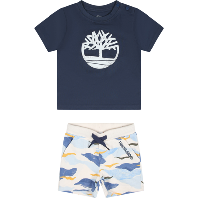 Shop Timberland Blue Set For Baby Boy With Logo
