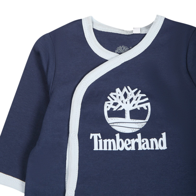 Shop Timberland Blue Jumpsuit For Baby Boy With Logo