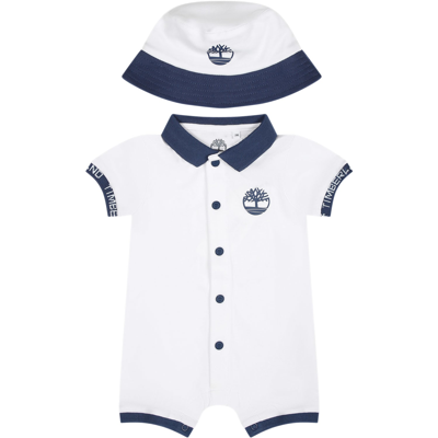 Shop Timberland White Romper For Baby Boy With Logo