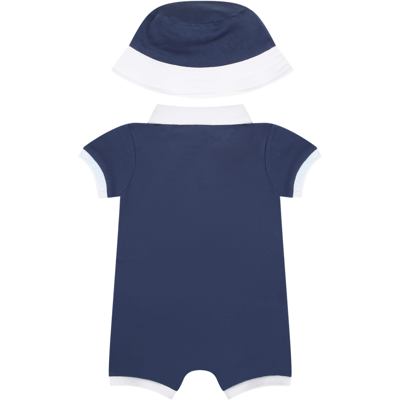 Shop Timberland Blue Romper For Baby Boy With Logo